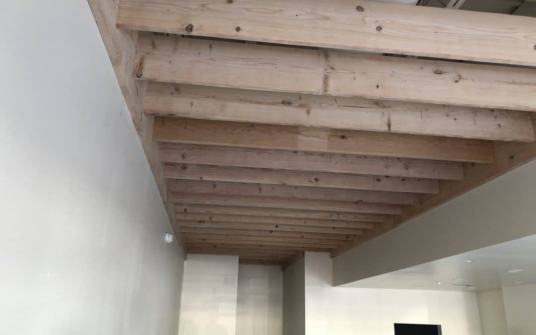 Balboa’s Natural Wood Ceiling Feature Complete & Cabinets