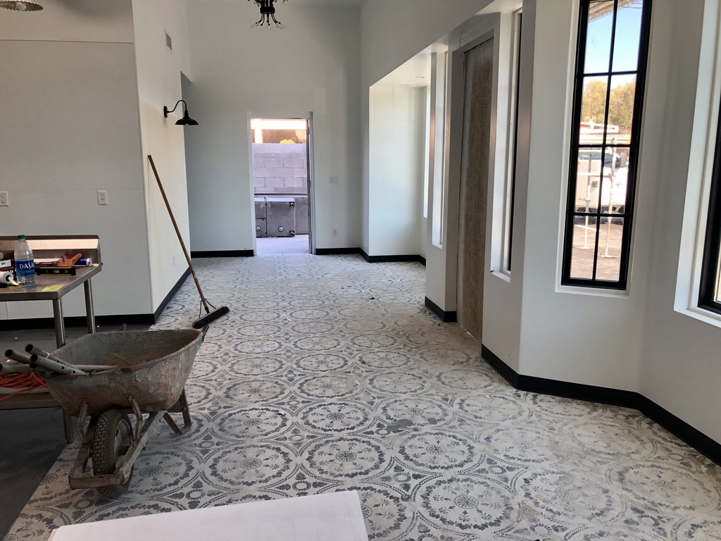 Ceiling tiles & Rubber Base Installation At Mama Linda’s