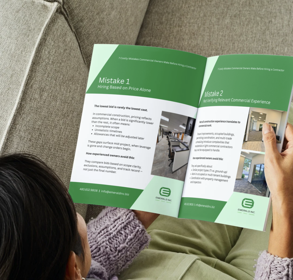 business owner using Emerald Inc guide avoiding costly mistakes when hiring a contractor