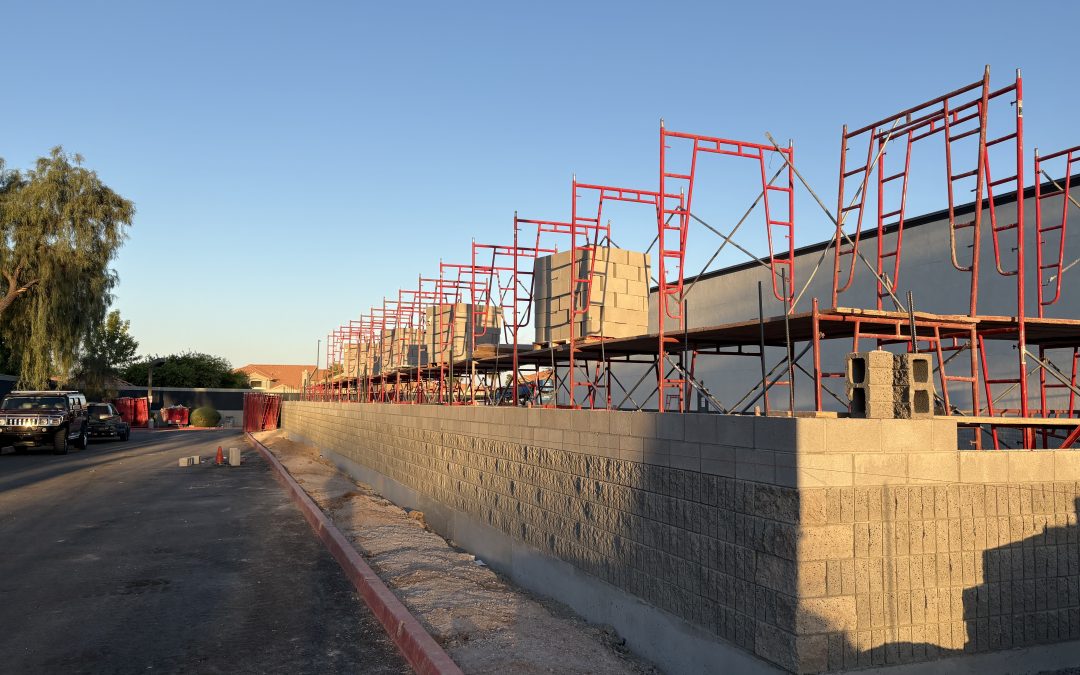 Masonry Block Walls Progress at UTV Stereo Expansion (Mesa)
